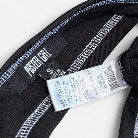 Poster Girl Black & White Contrast Stich Zip Up Long Sleeve Crop Top w Boning S - Picture 8 of 8